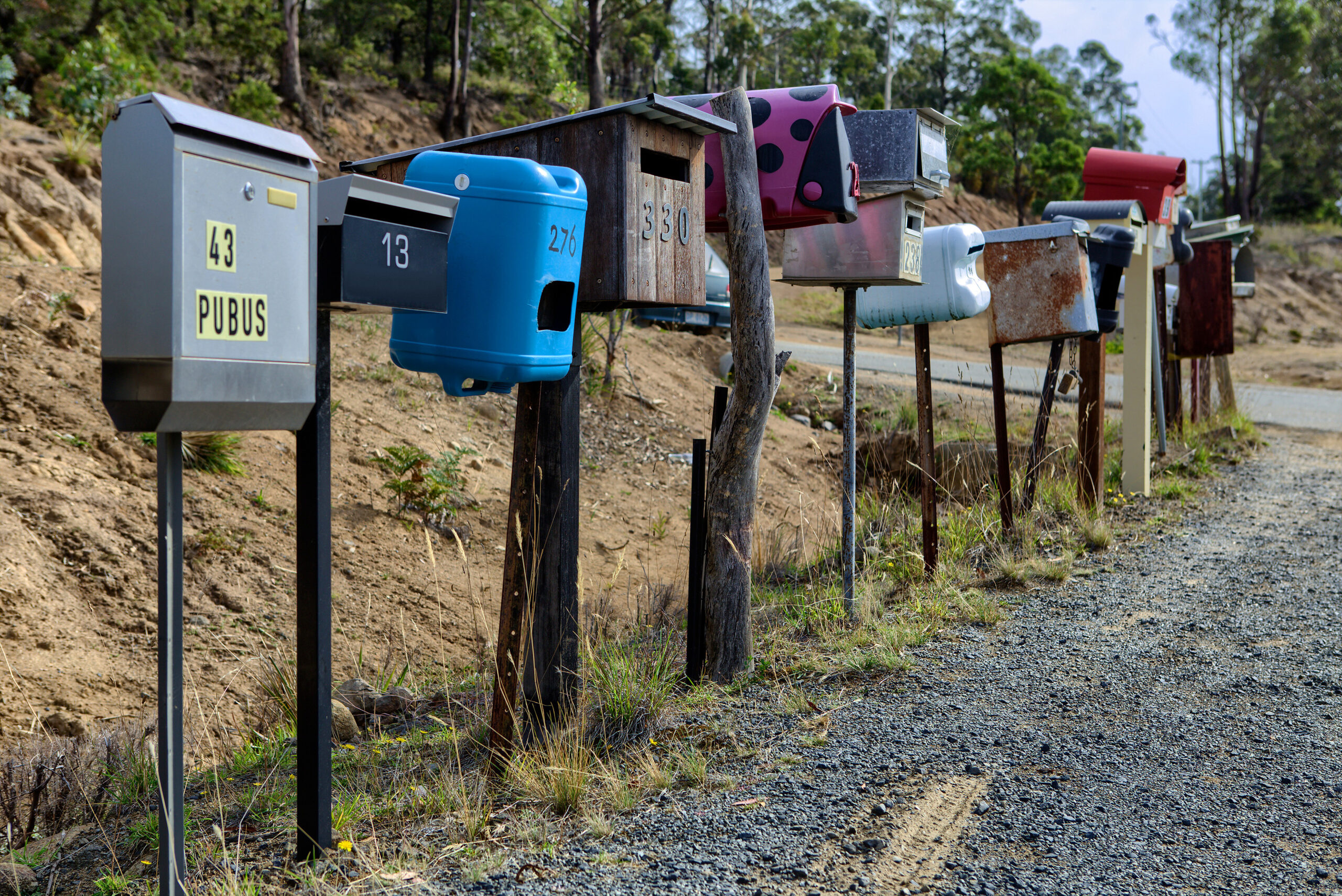 Mail boxes, Bruni Island, Tasmania