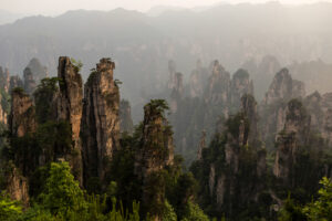 foggy pilar mountains of Zhangjiajie