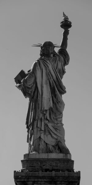 Black and white lady liberty, New York, 2020